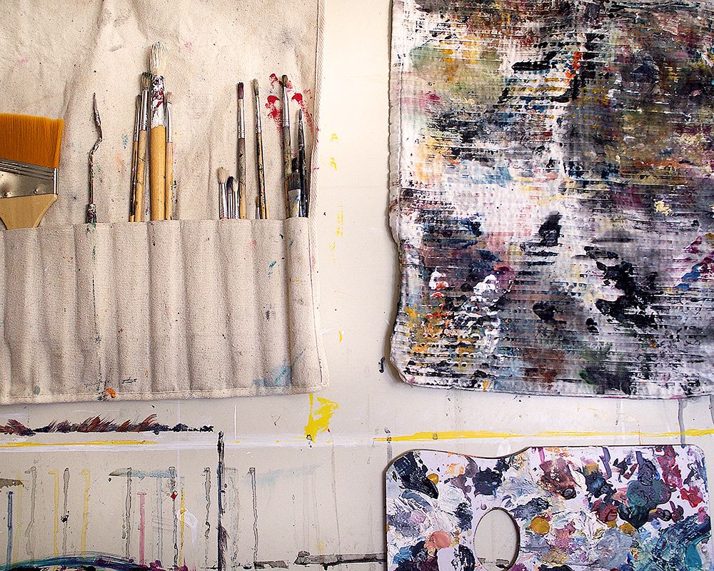 Cara Sanders, aka Owlet Art's, supplies in Home Studio 
