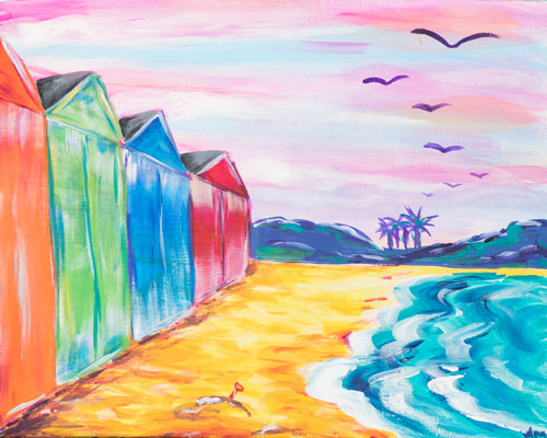 Brighton Bathing Boxes Cork & Chroma Painting