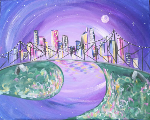 BrisVegas Story Bridge painting by Cork & Chroma