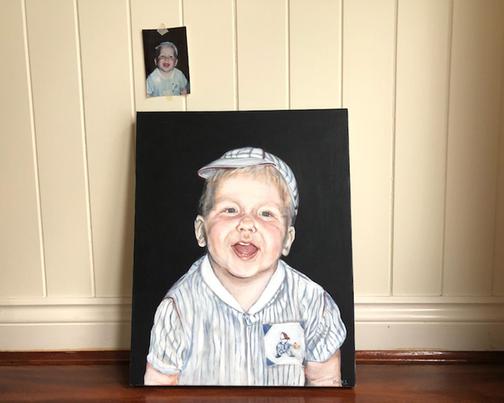 Acrylic Portrait of a Baby by Hillary Wall