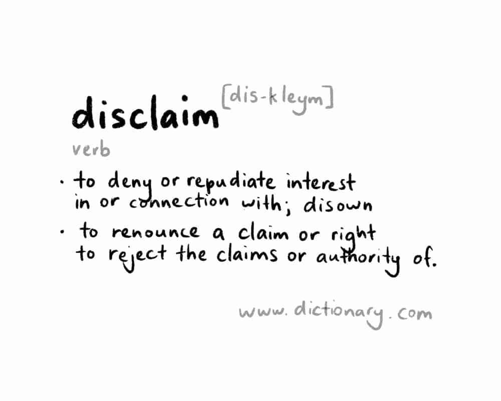 Disclaim definition Cork & Chroma blog post 