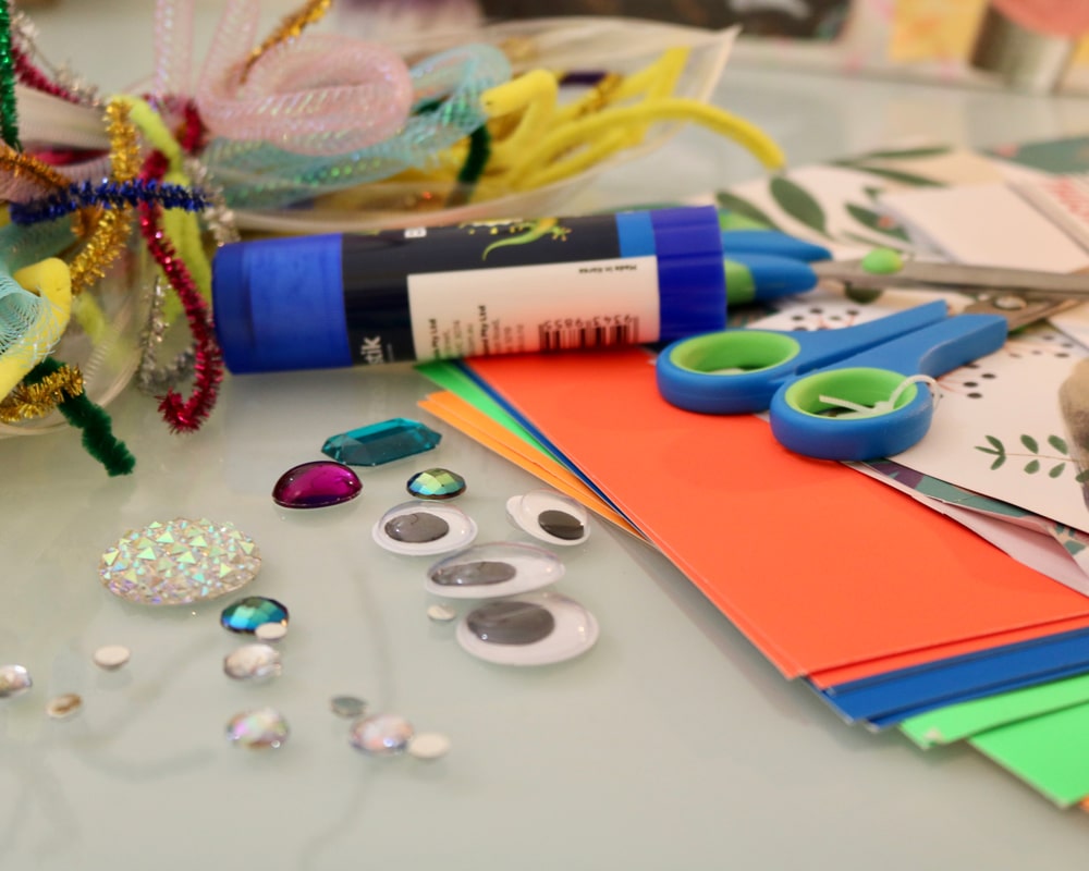 Craft supplies and googly eyes - 2020 Vision Board blog post