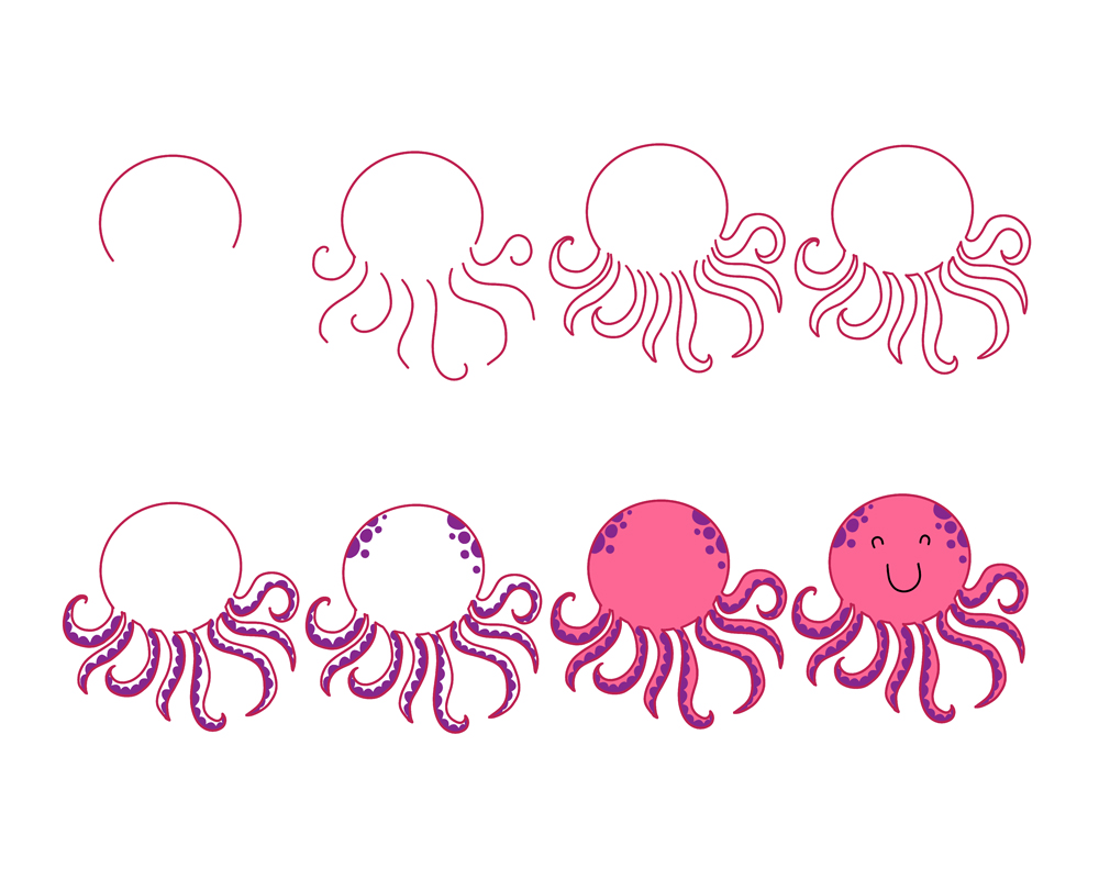 How to draw an octopus - Drawing 101 Worksheet by Cork & Chroma