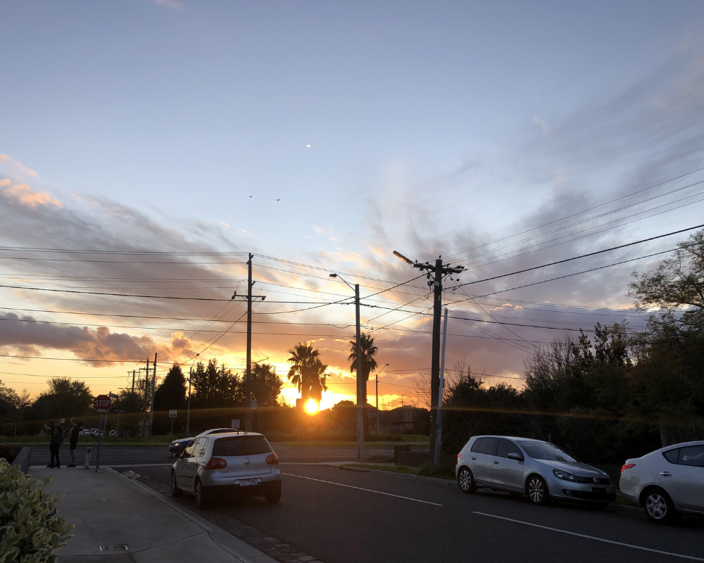 A suburban sunset showing the beauty of nature in the city