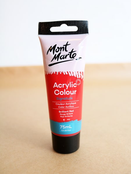 Brilliant red acrylic paint tube (75ml) available on the Cork & Chroma Gift Shop