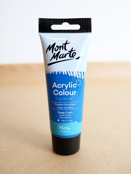 Deep cyan acrylic paint tube (75ml) available on the Cork & Chroma Gift Shop