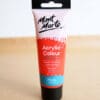 Vermilion acrylic paint tube (75ml) available on the Cork & Chroma Gift Shop