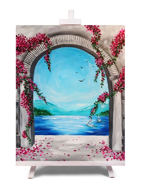 'Grecian Gateway' - paint and sip painting by Cork & Chroma