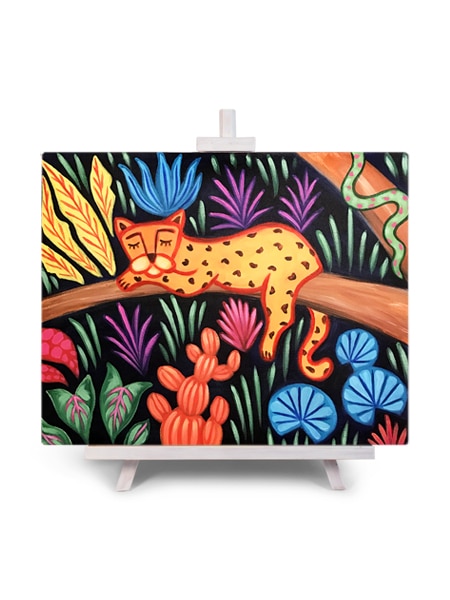 'Lounging Leopard' - paint and sip painting by Cork & Chroma