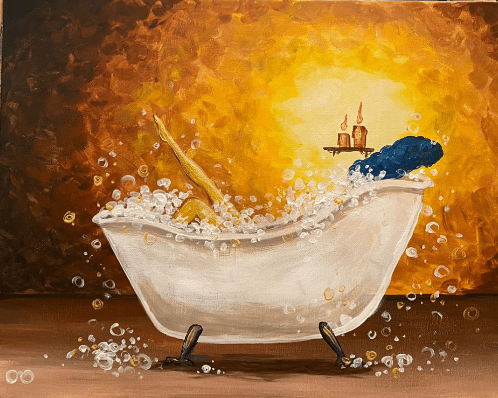 Marge taking a bath for April Fools Cork & Chroma