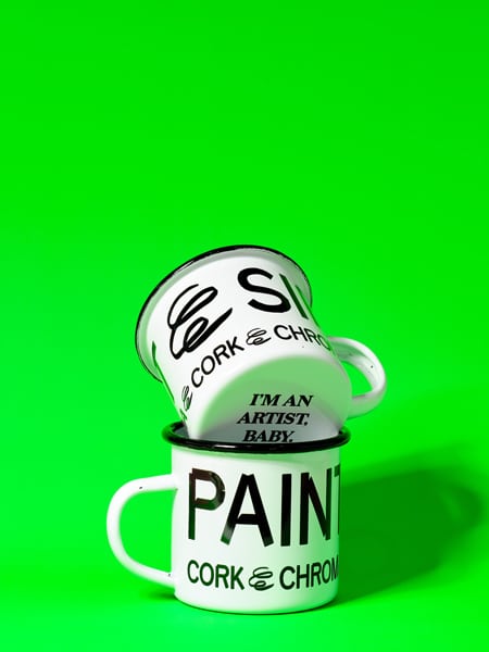 Two Paint & Sip Enamel Mugs by Cork & Chroma