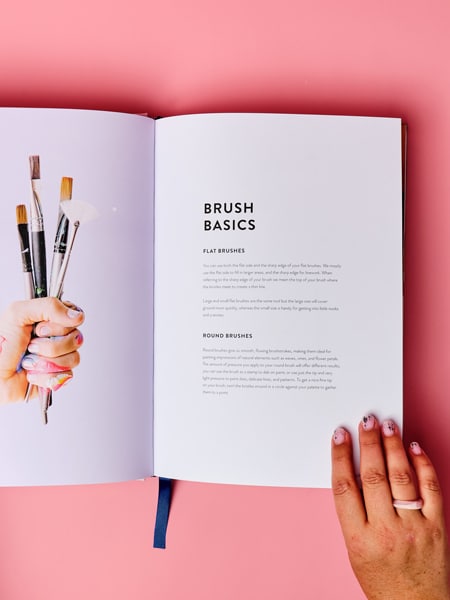 'PAINT' paint and sip book 'Brush Basics' page by Cork & Chroma