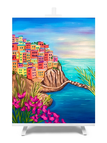 'Cinque Terre' - paint and sip painting by Cork & Chroma