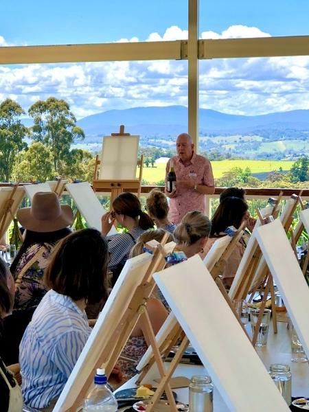 Paint and sip session at Elmswood Estate in the Yarra Valley with Cork & Chroma