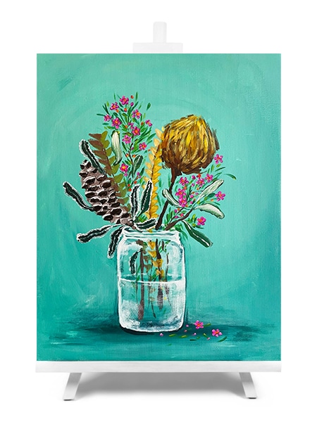 'Banksia Bouquet' - paint and sip painting by Cork & Chroma