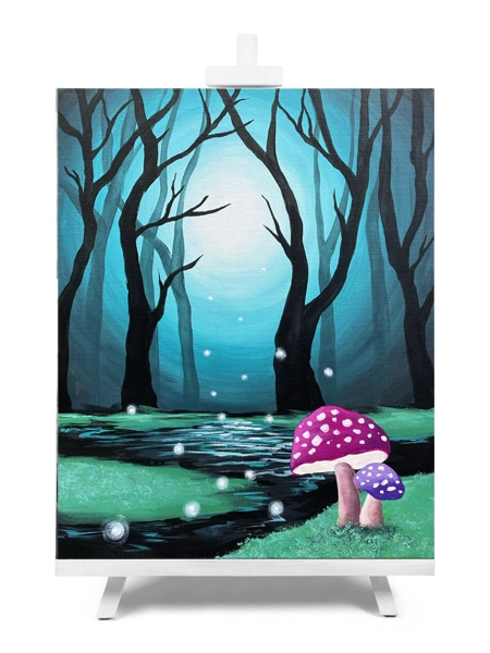 'Enchanted Forest' paint and sip painting by Cork & Chroma