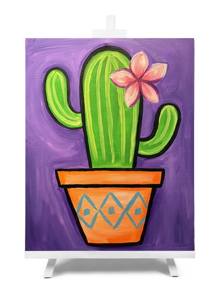 DIY Cactus painting by paint and sip company, Cork & Chroma