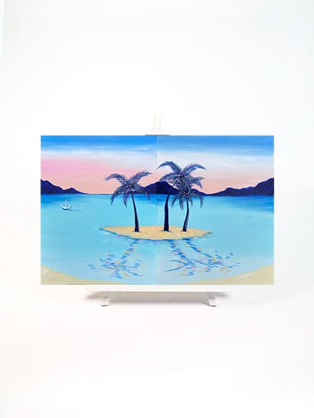 'Love Island' - partner paint and sip paintings by Cork & Chroma