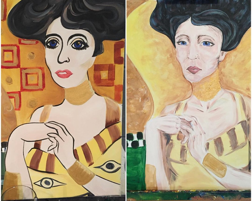 A comparison of Hillary Wall's 'Woman in Gold' paintings at Cork & Chroma