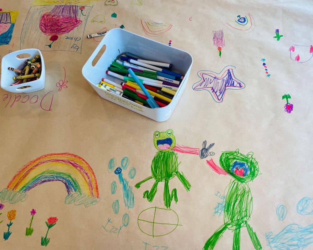 Painting with Children blog post by Cork & Chroma - doodle table