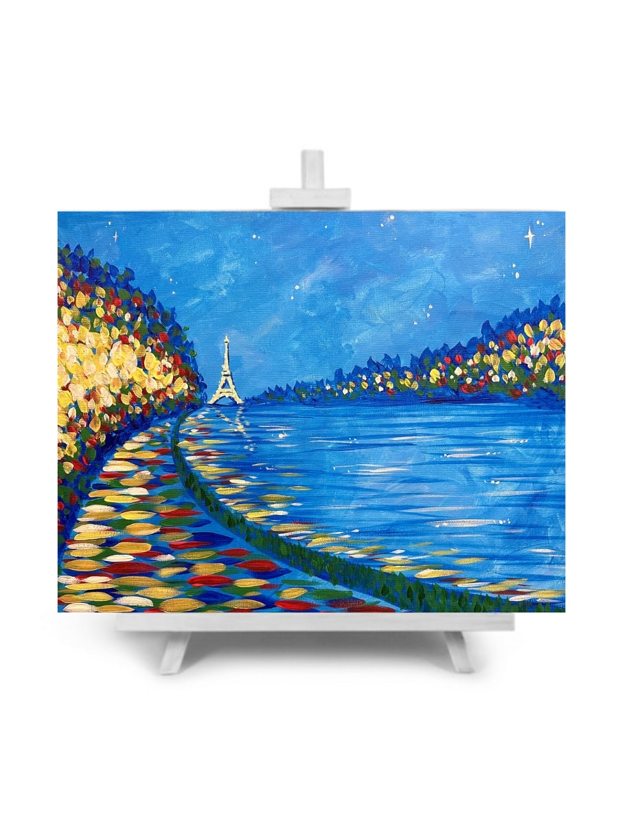 'Parisian Stroll' painting by Cork & Chroma paint and sip studios.