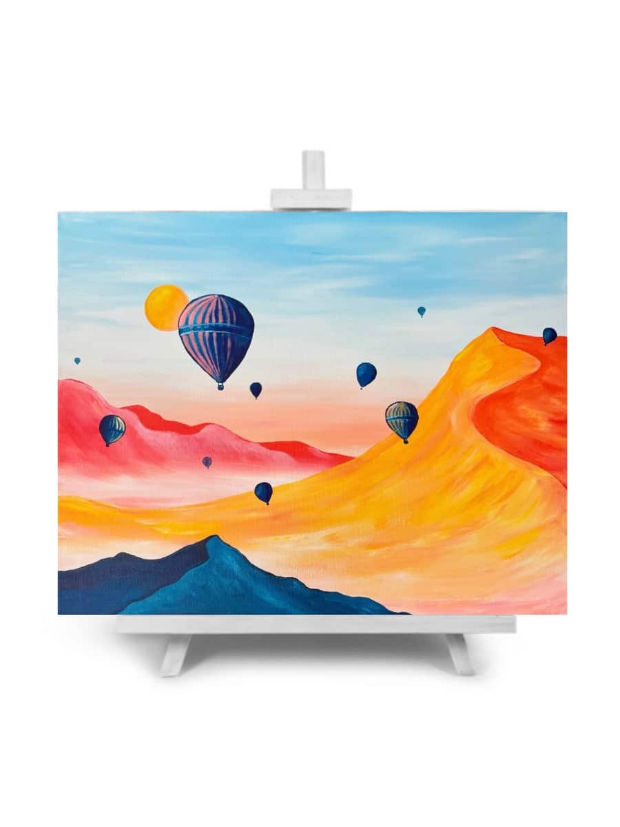 Balloon Valley painting by Cork & Chroma paint and sip studio