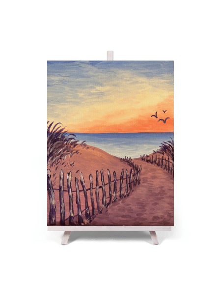 painting of the pathway to a beach on a late summer afternoon